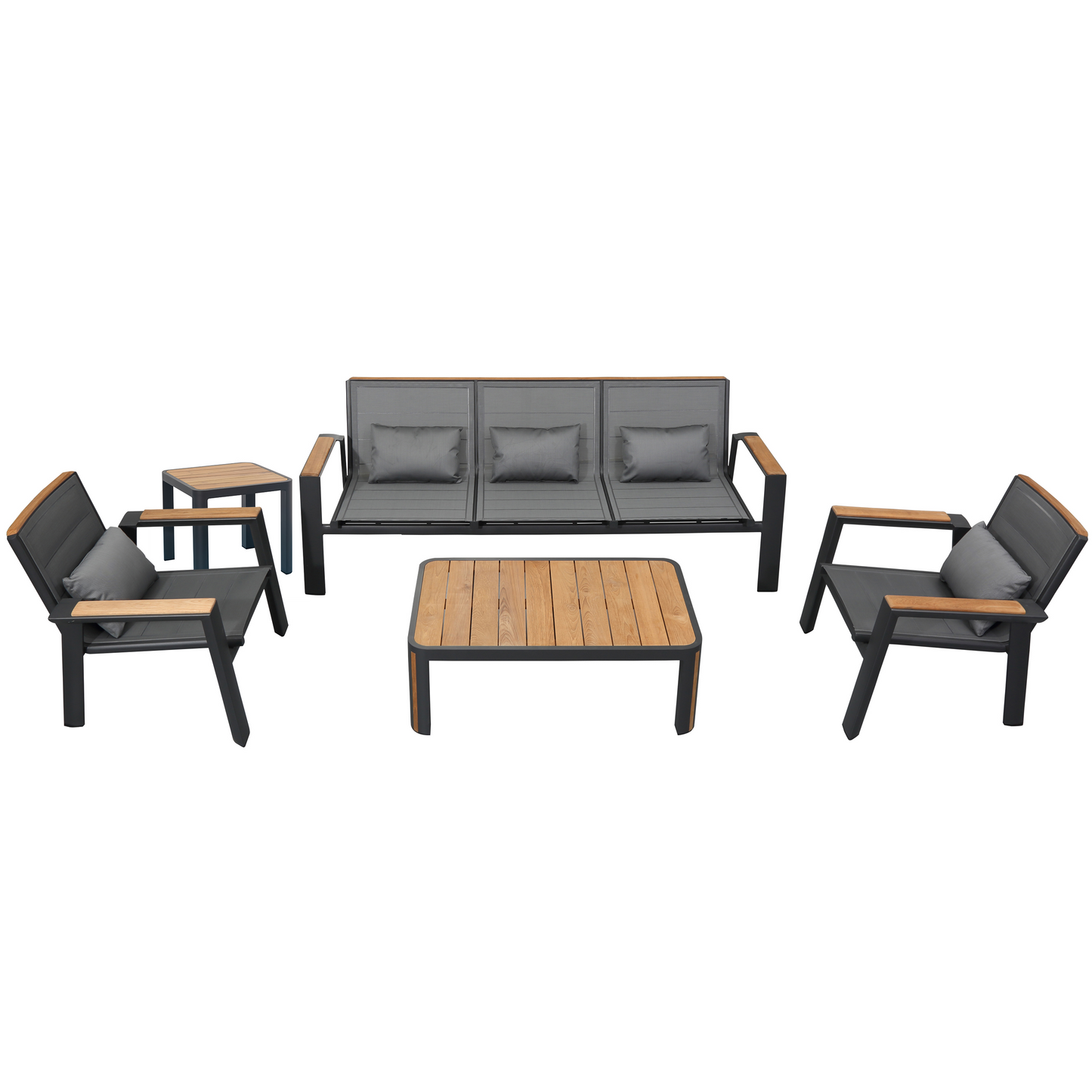 Geneva 5pcs Sofa Set with 3-Seater Sofa, Gloss Black Frame