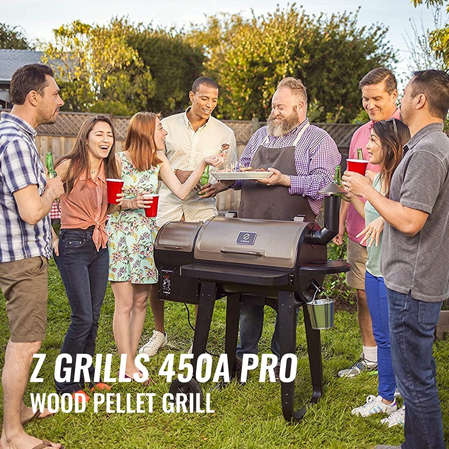 Z GRILLS Wood Pellet Grill and Smoker Ourdoor with Bluetooth Wireless Meat Thermometer and Update Pid Controller 8-in-1 Outdoor Smoker ZPG-450APro
