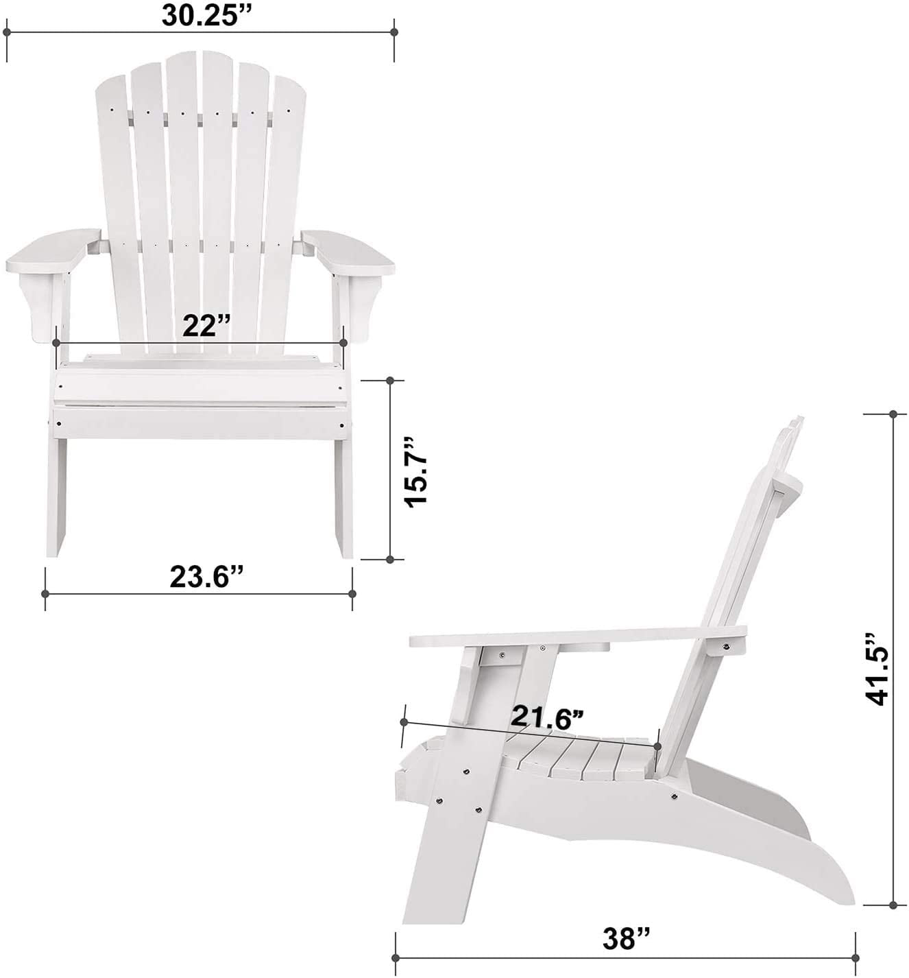 Polystyrene Composite Adirondack Chair With Cup Holder-White