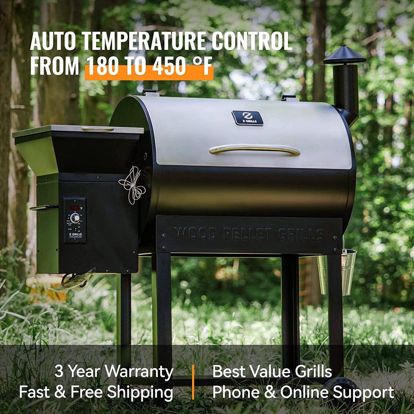 Z GRILLS 8 in 1 BBQ Pellet Grill & Smoker Auto Temperature Control ZPG-7002E