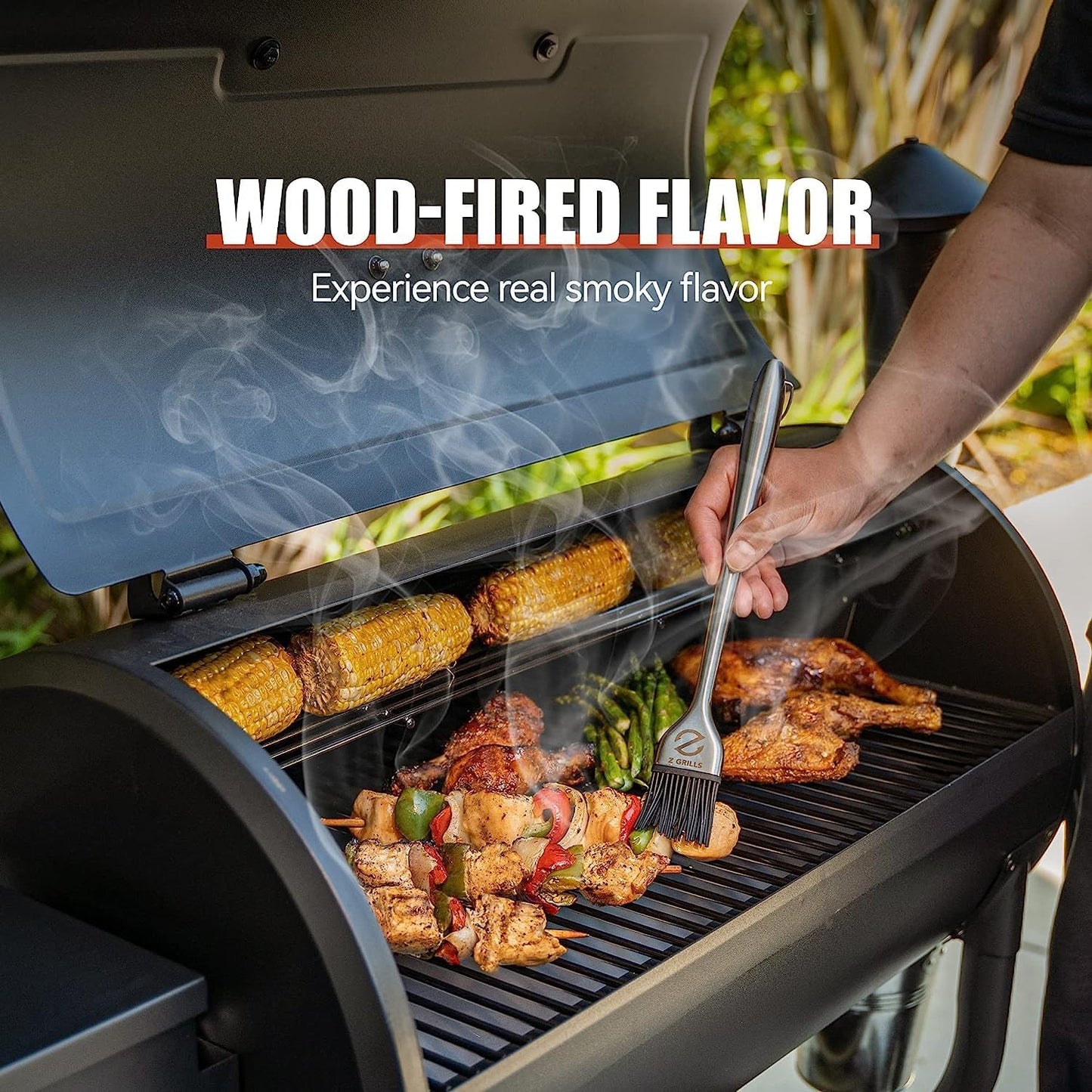 Z GRILLS Wood Pellet Grill & Smoker, 8 in 1 BBQ Grill Auto Temperature Control ZPG-5502H (Rain Cover Not Included)
