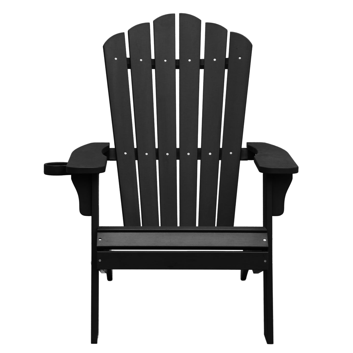 Polystyrene Composite Adirondack Chair With Cup Holder-Black