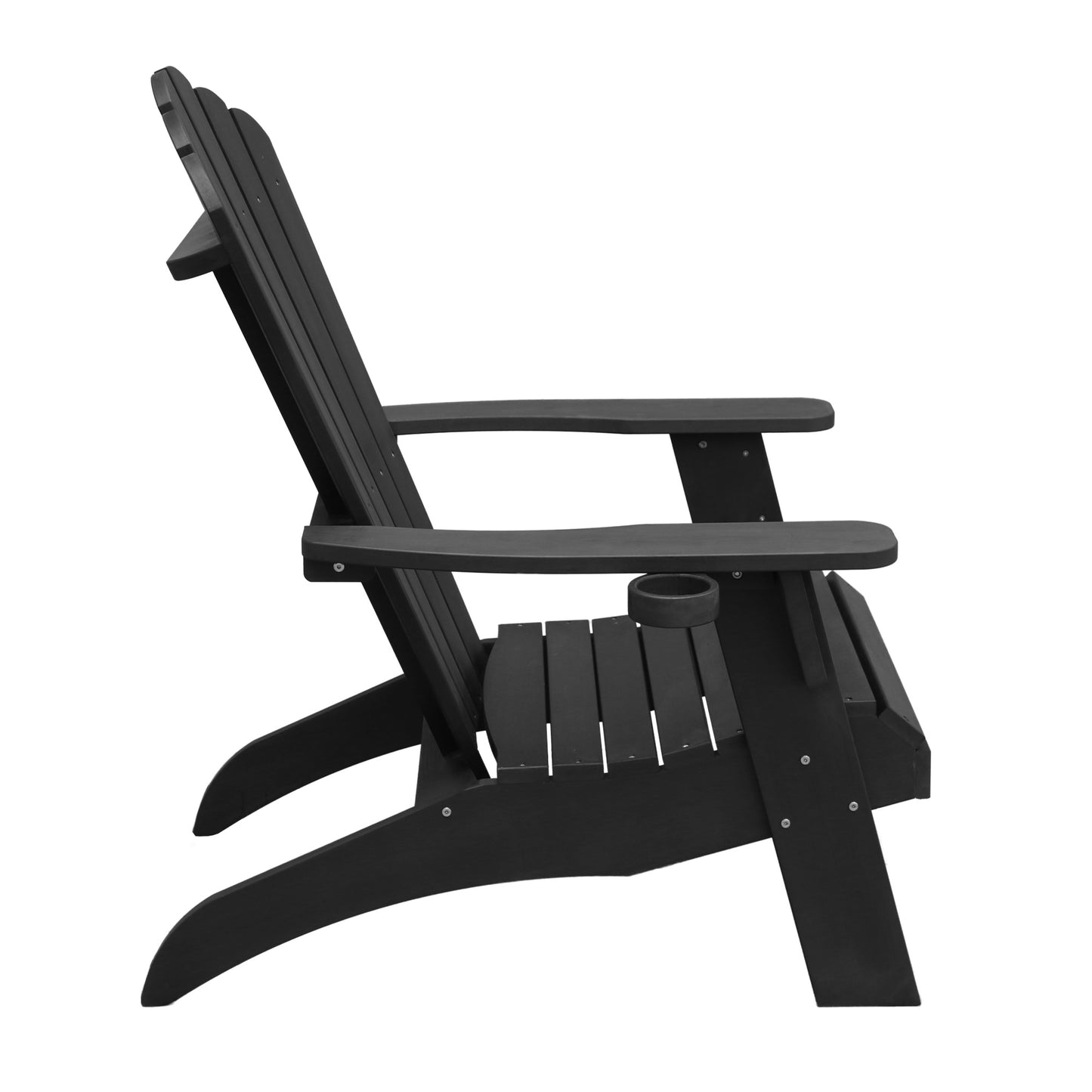 Polystyrene Composite Adirondack Chair With Cup Holder-Black