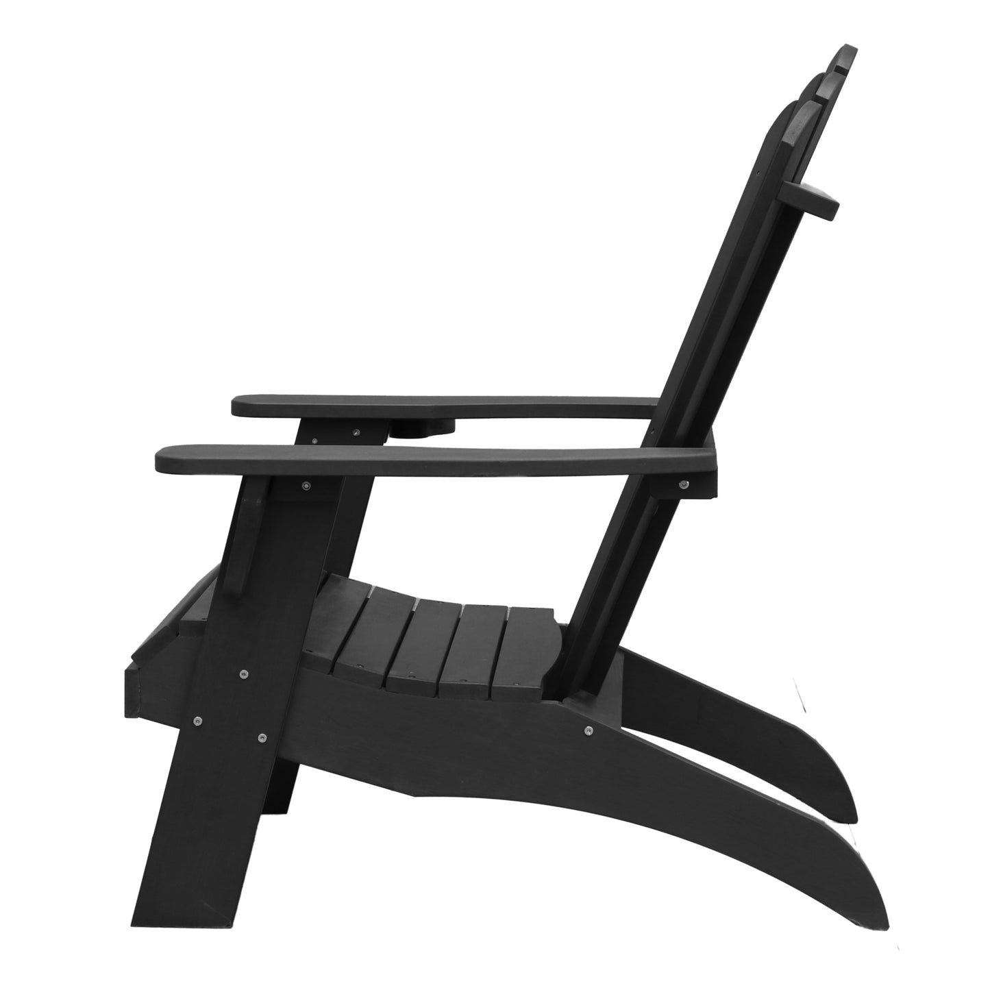 Polystyrene Composite Adirondack Chair With Cup Holder-Black