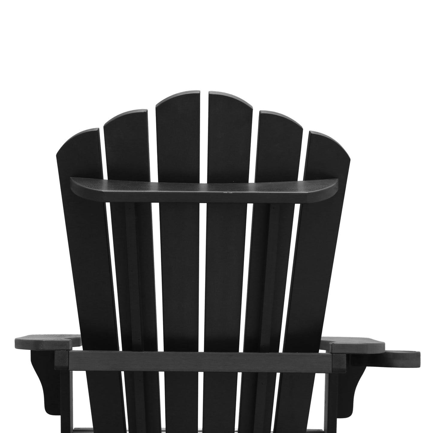 Polystyrene Composite Adirondack Chair With Cup Holder-Black