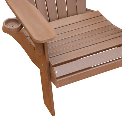 Polystyrene Composite Adirondack Chair With Cup Holder-Brown