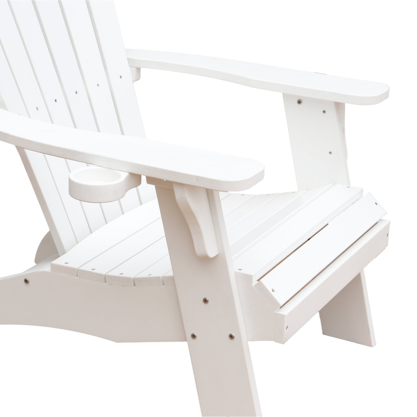 Polystyrene Composite Adirondack Chair With Cup Holder-White