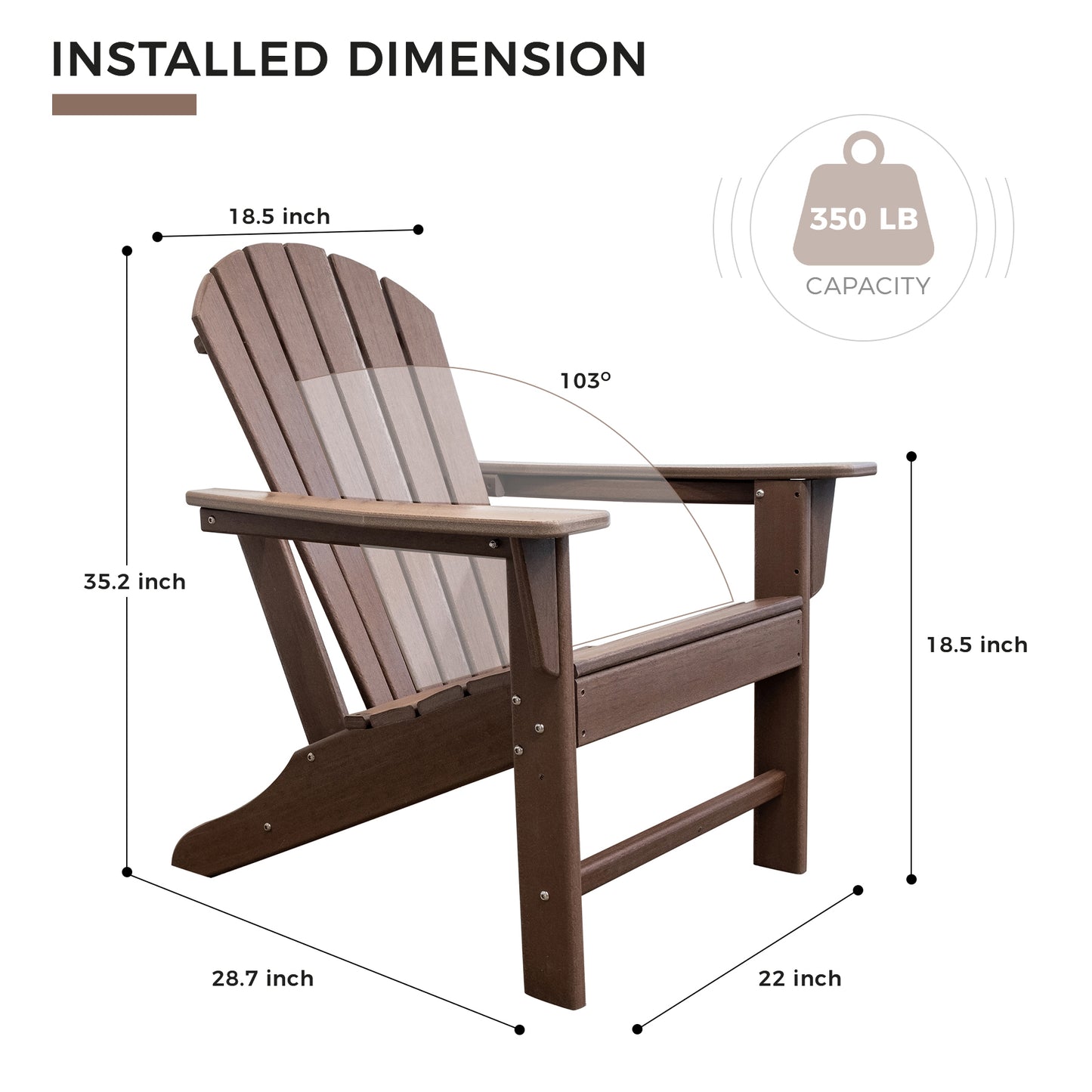HDPE Adirondack Chair Dark Brown
