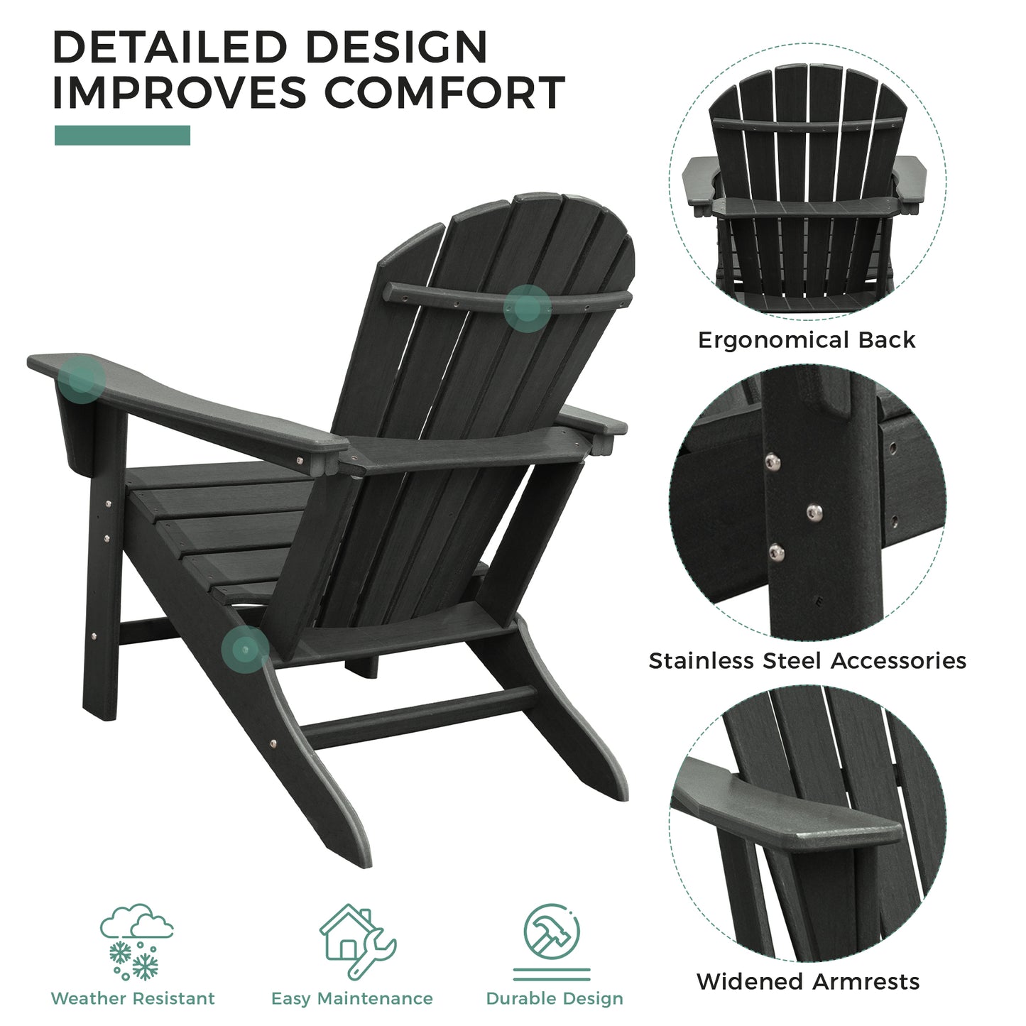 HDPE Adirondack Chair Black