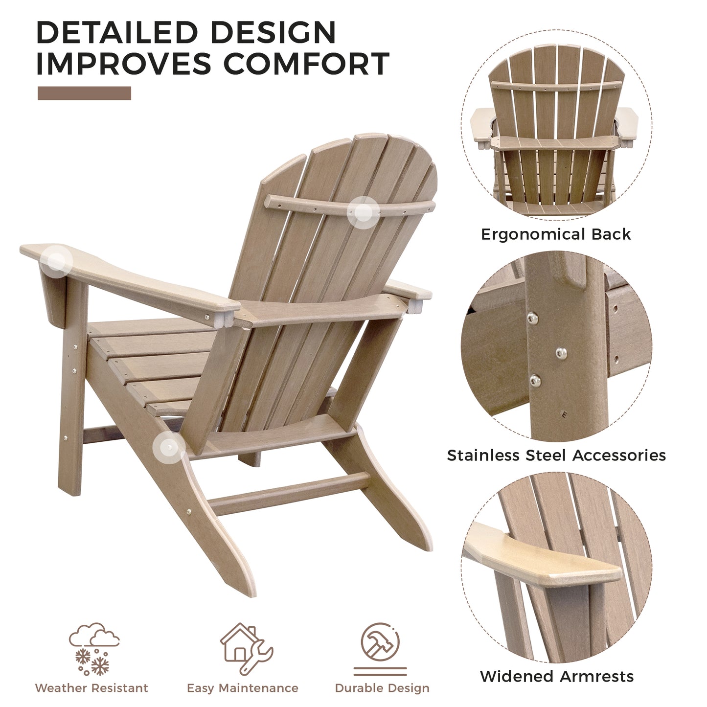 HDPE Adirondack Chair Brown