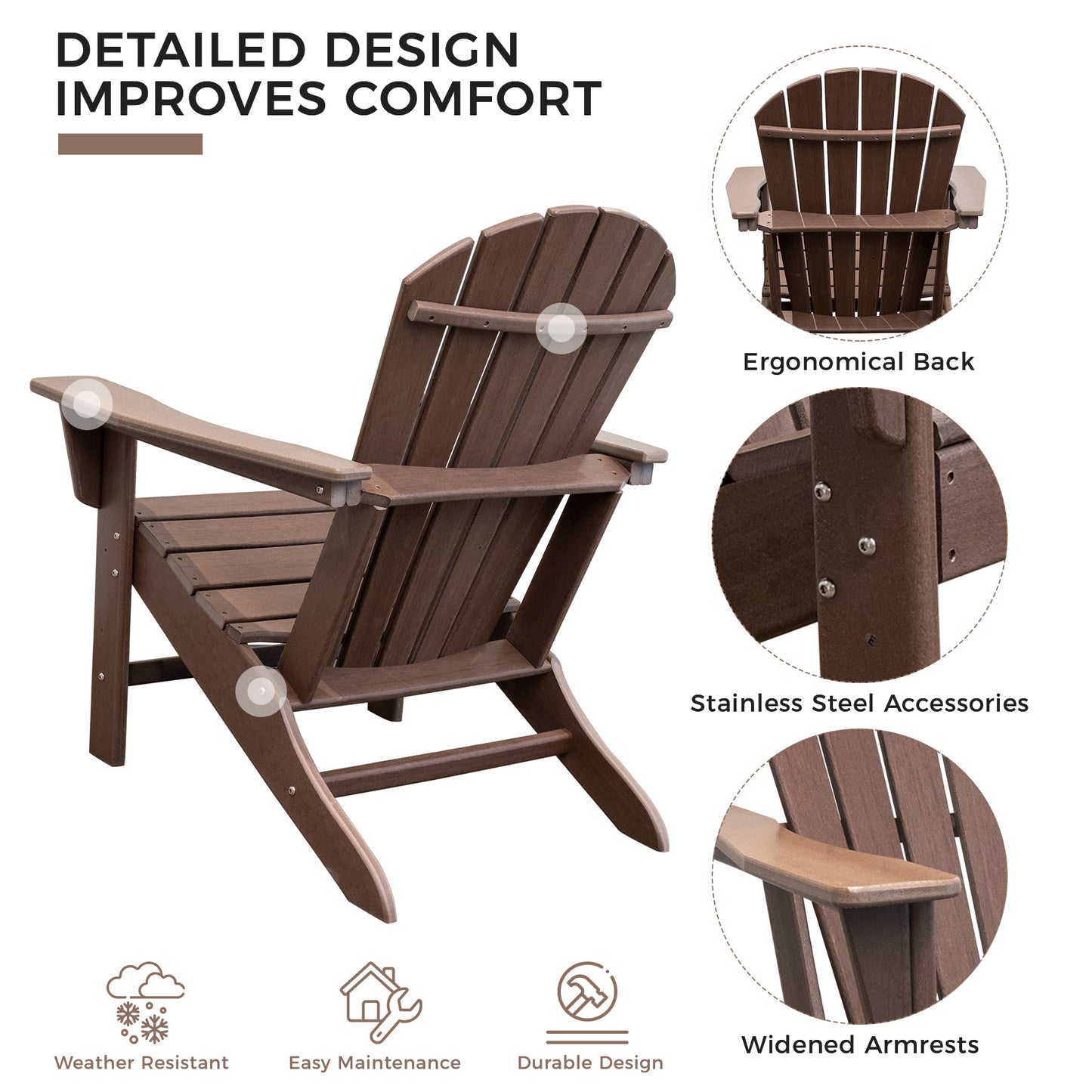 HDPE Adirondack Chair Dark Brown