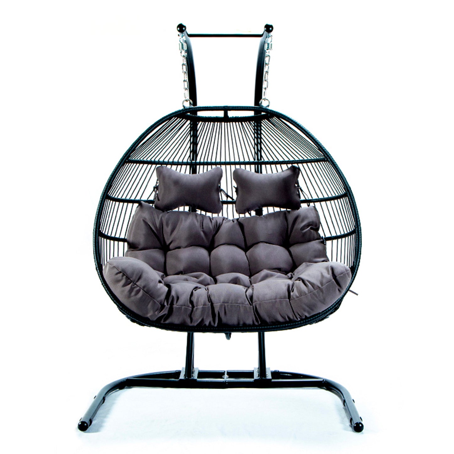 Folding Double Seat Swing Chair With Cushion