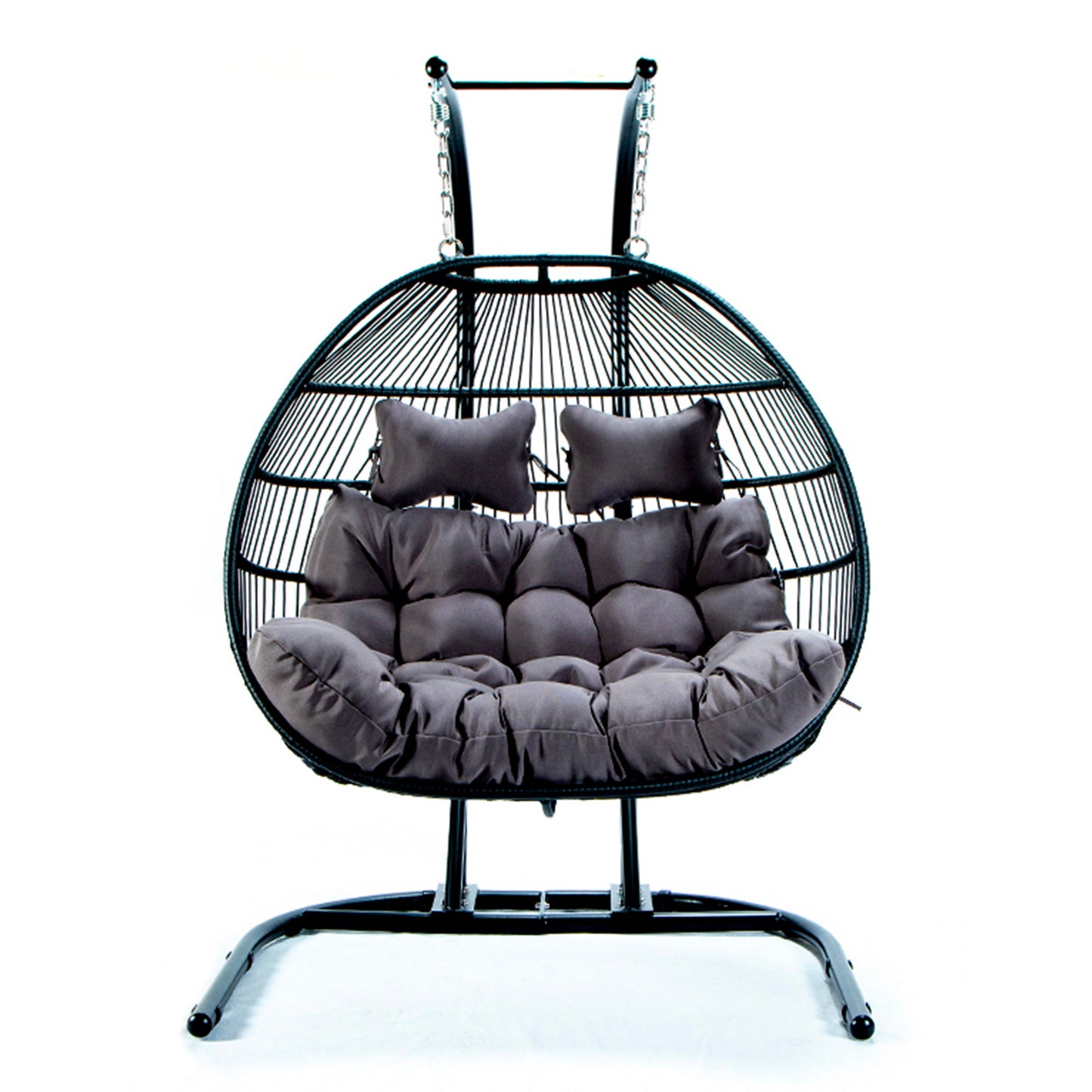 Folding Double Seat Swing Chair With Cushion