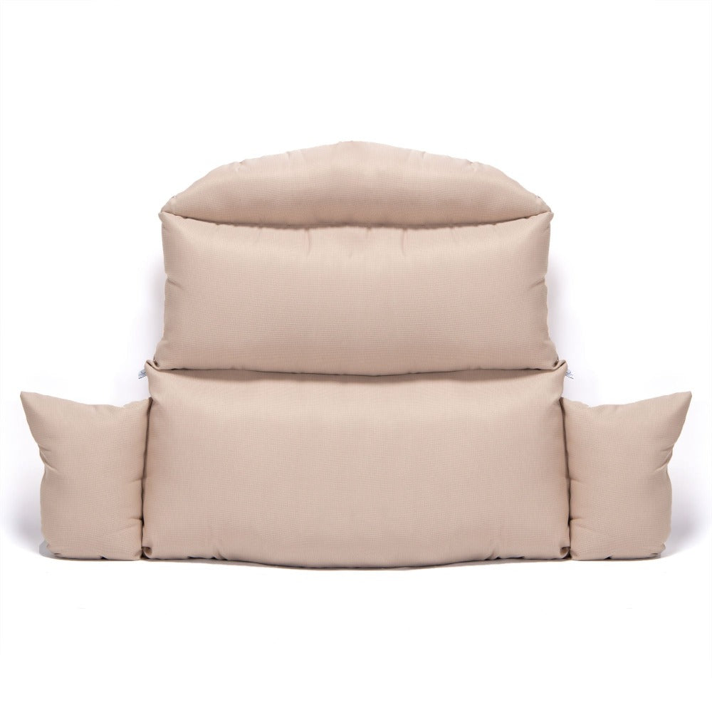Brown Wicker Hanging Double-Seat Swing Chair with Stand w/Beige Cushion
