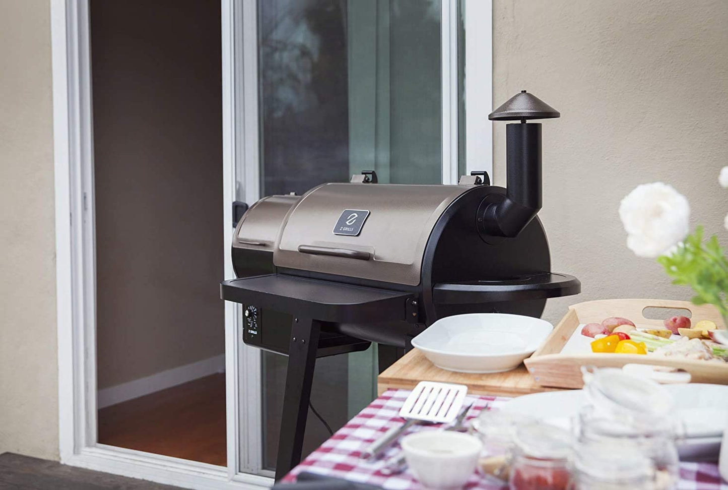 Z GRILLS Wood Pellet Grill and Smoker Ourdoor with Bluetooth Wireless Meat Thermometer and Update Pid Controller 8-in-1 Outdoor Smoker ZPG-450APro