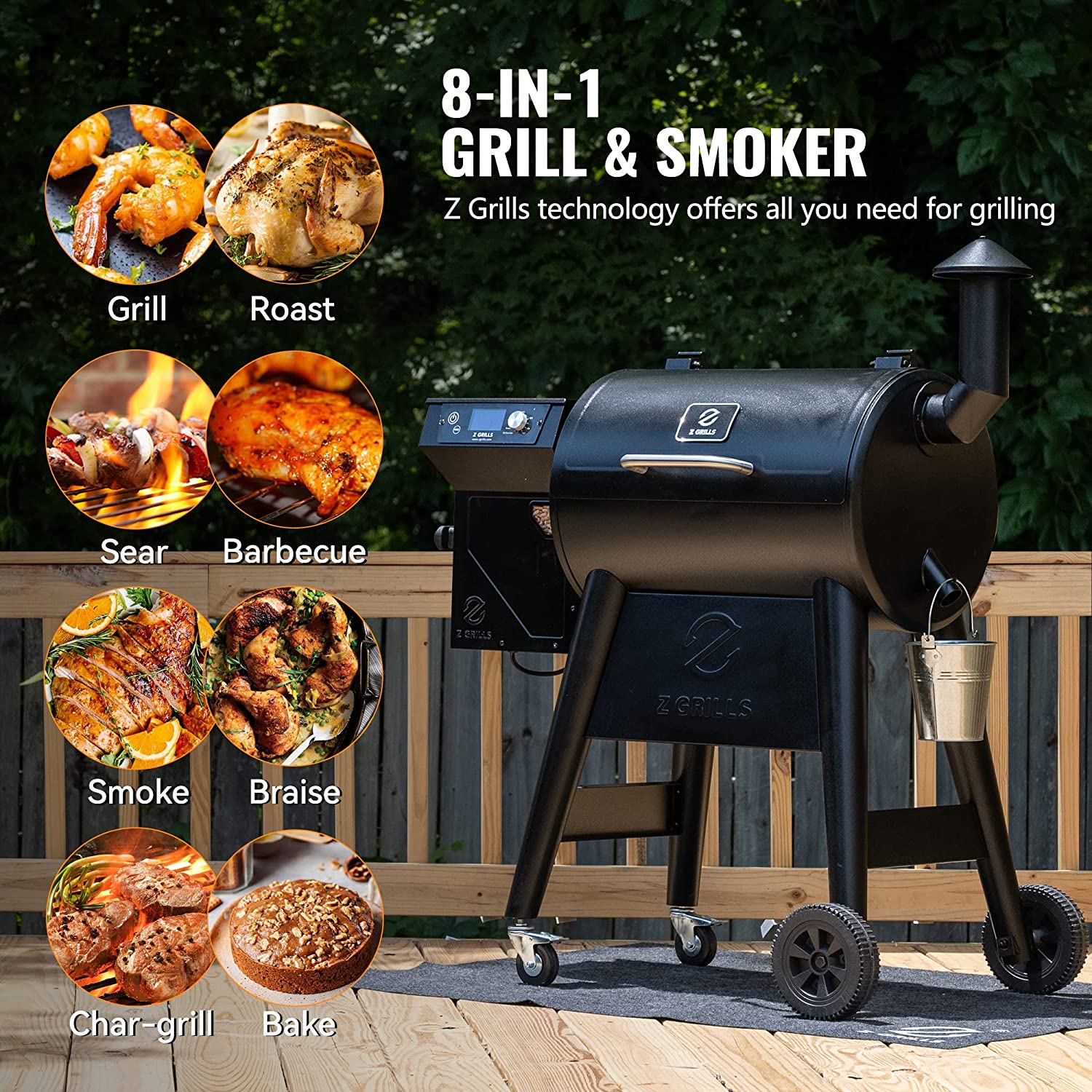 Z Grills NEW Model Pellet Grill & Smoker 450B With A PID Controller ...