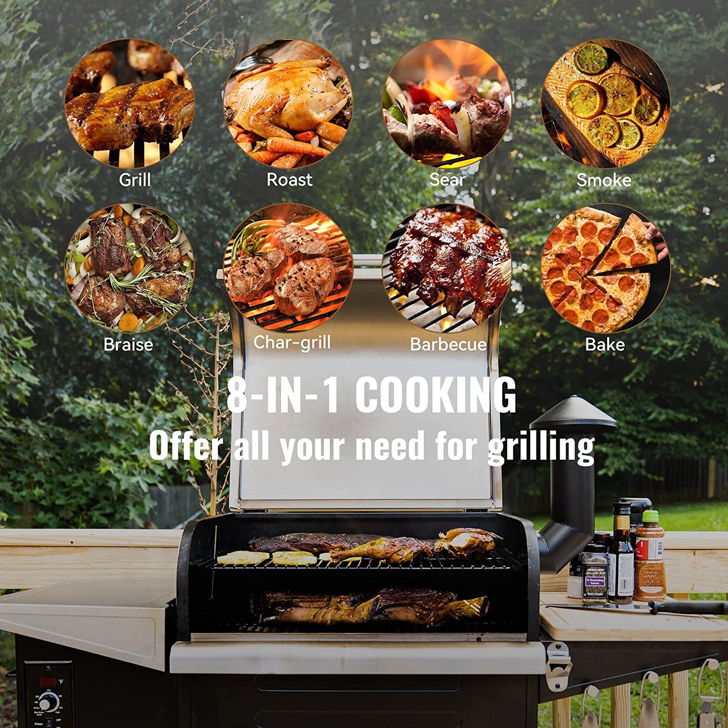 Z GRILLS Grill & Smoker 8 in 1 Grill Wood Pellet Grill & Electric Smoker BBQ Combo with Auto Temperature Control ZPG-600D3E