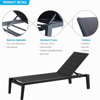 Emoti Aluminum Outdoor Chaise Lounge Set with Padding (Set of 2)