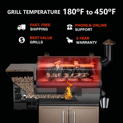 Z GRILLS Wood Pellet Grill & Smoker, 8 in 1 BBQ Grill Auto Temperature Control ZPG-700D