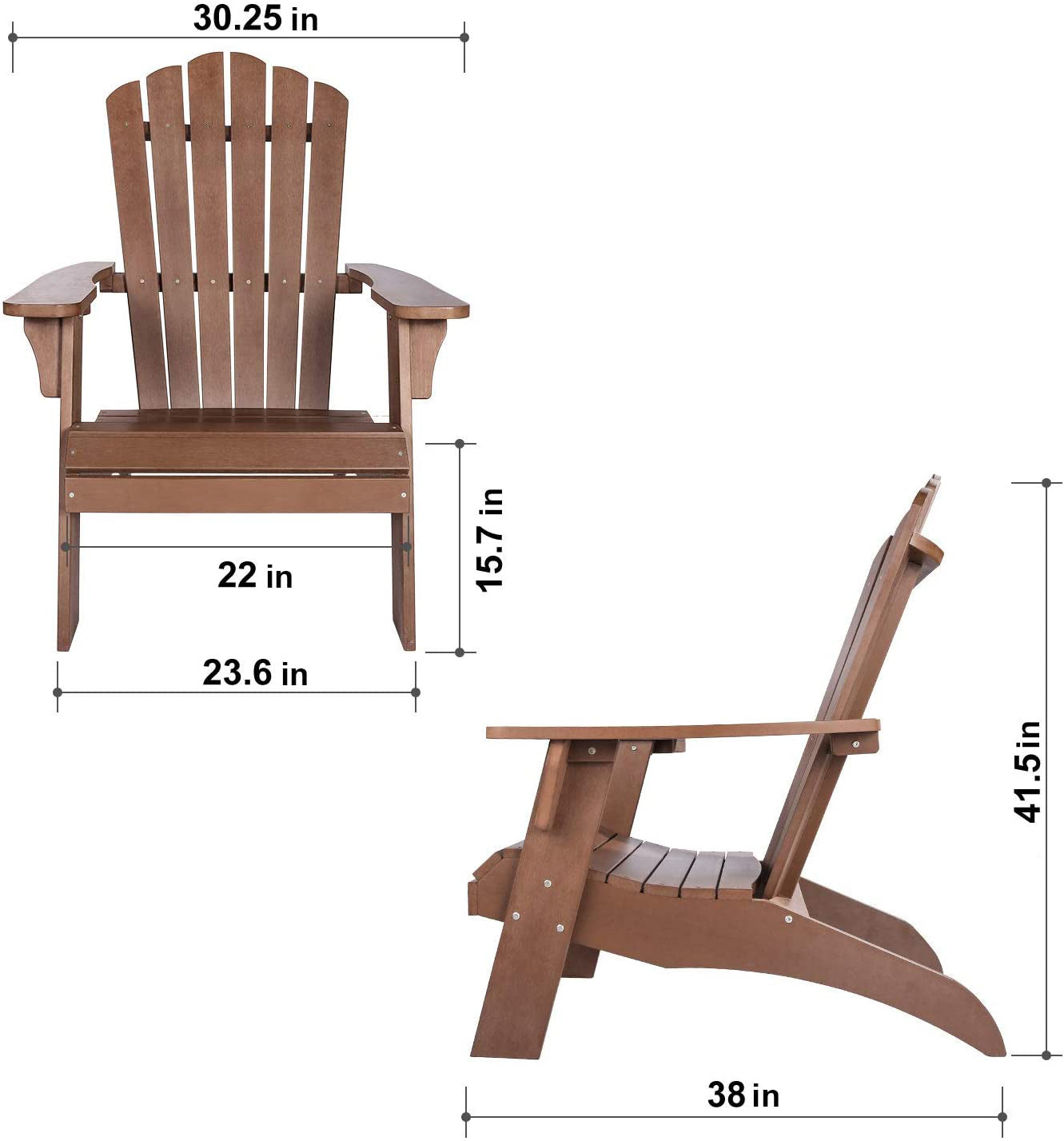 Polystyrene Composite Adirondack Chair With Cup Holder-Brown