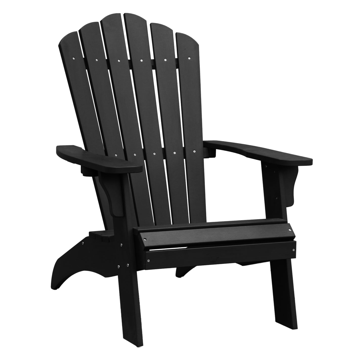 Polystyrene Composite Adirondack Chair With Cup Holder-Black