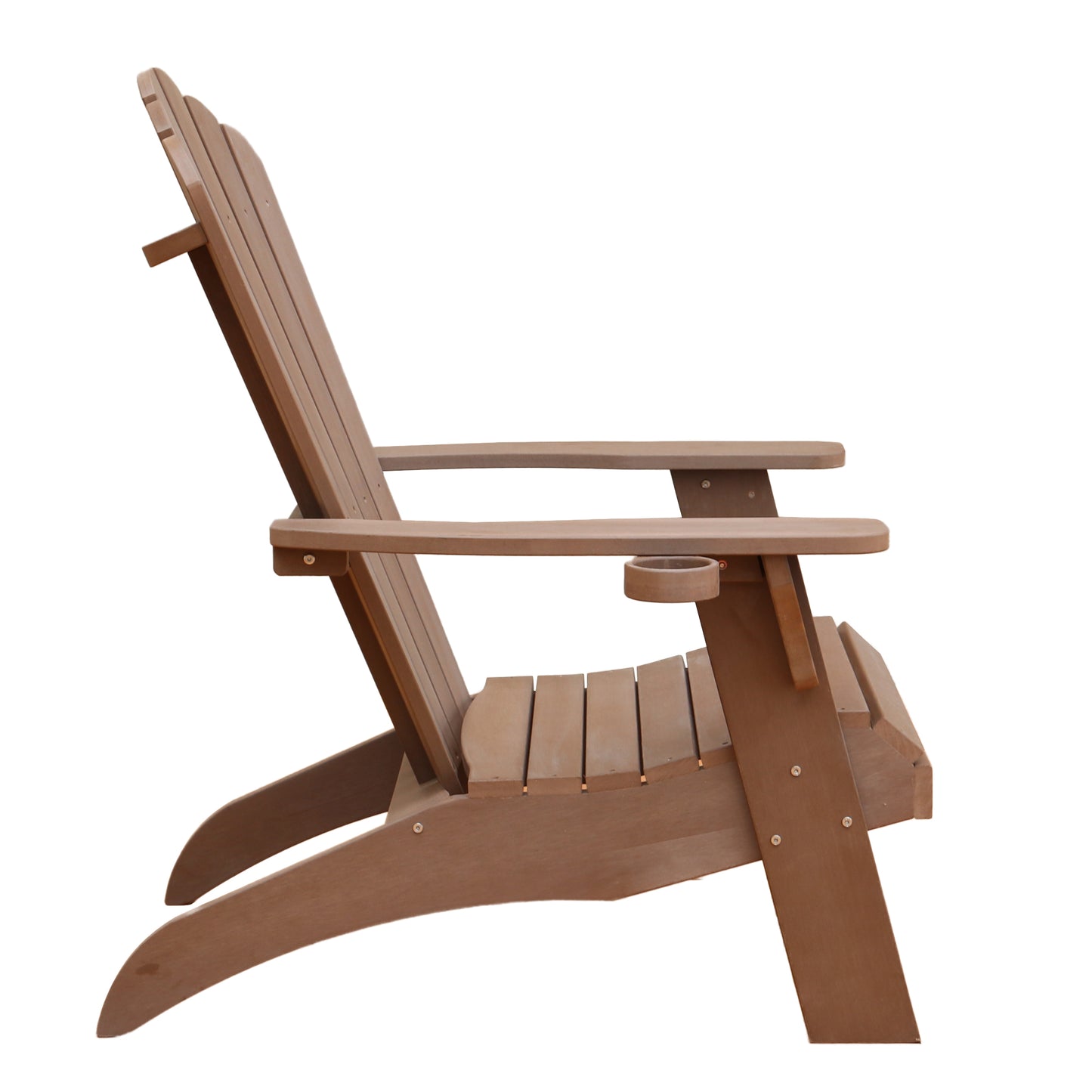 Polystyrene Composite Adirondack Chair With Cup Holder-Brown