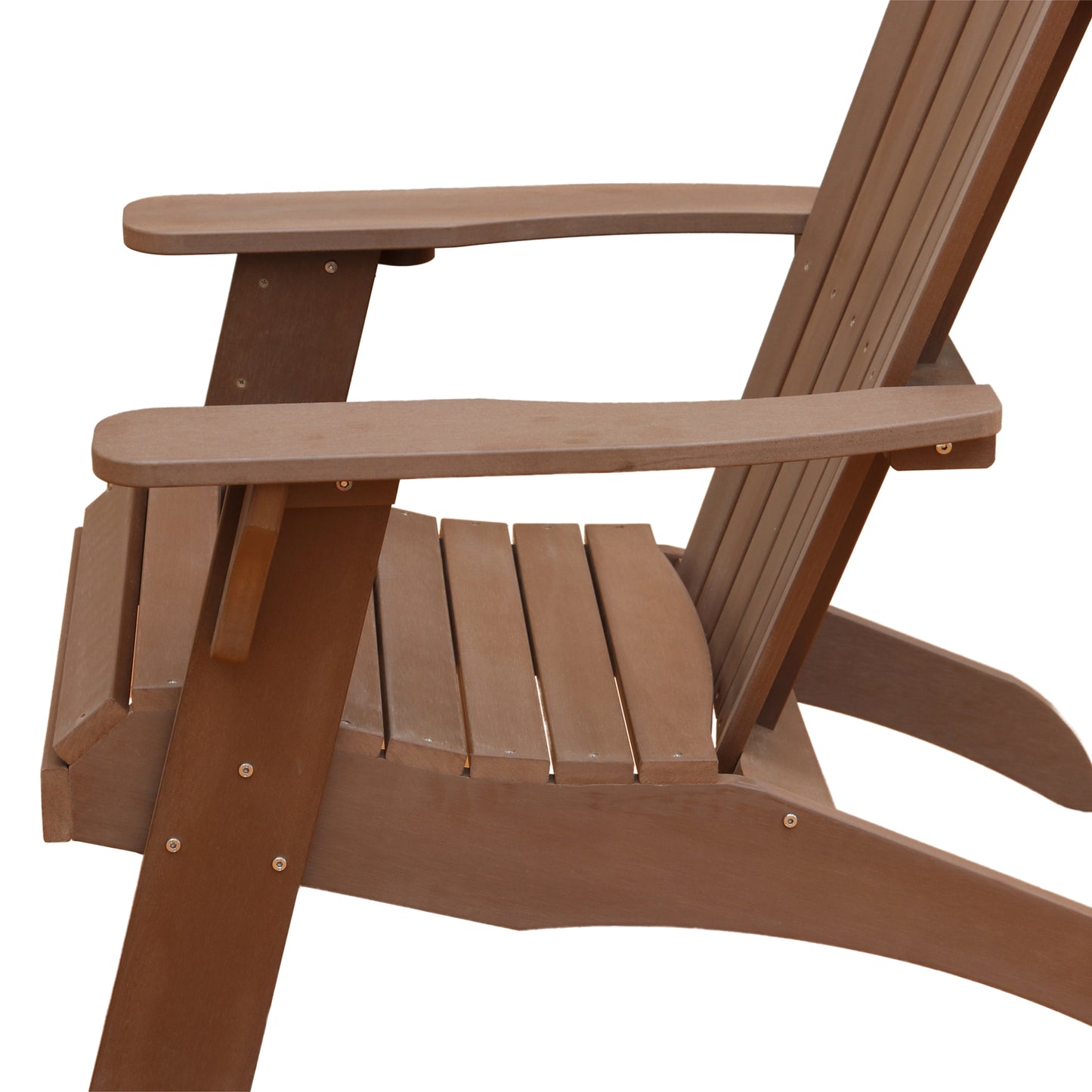 Polystyrene Composite Adirondack Chair With Cup Holder-Brown