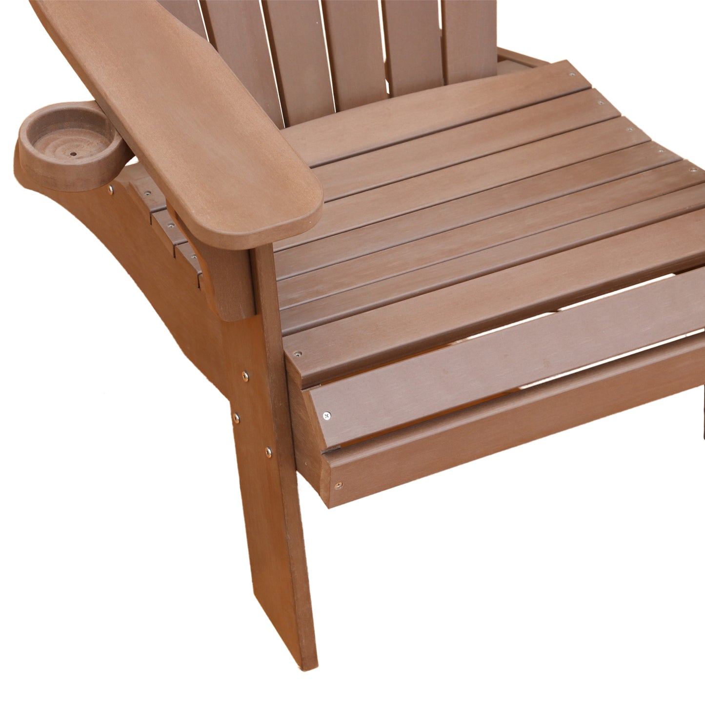 Polystyrene Composite Adirondack Chair With Cup Holder-Brown