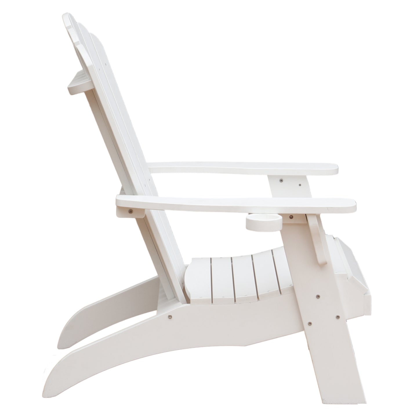 Polystyrene Composite Adirondack Chair With Cup Holder-White