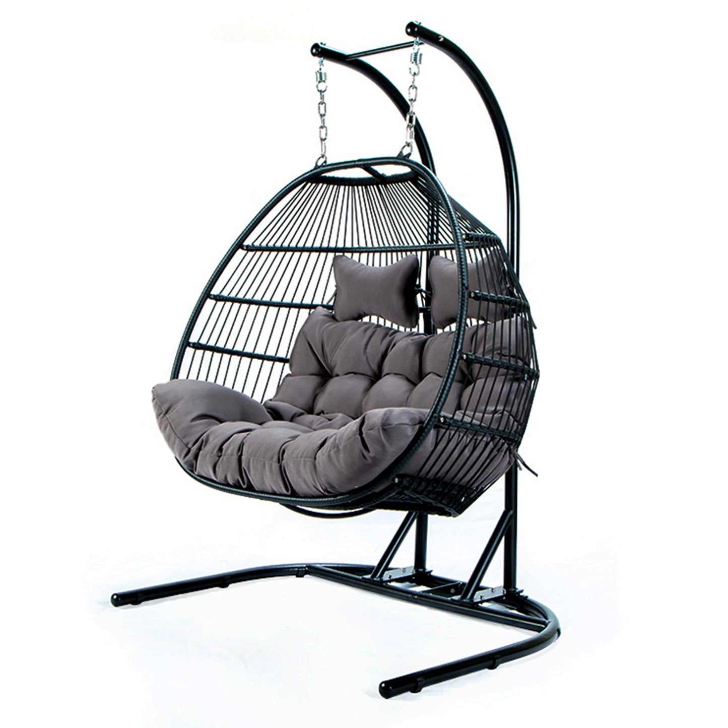 Folding Double Seat Swing Chair With Cushion