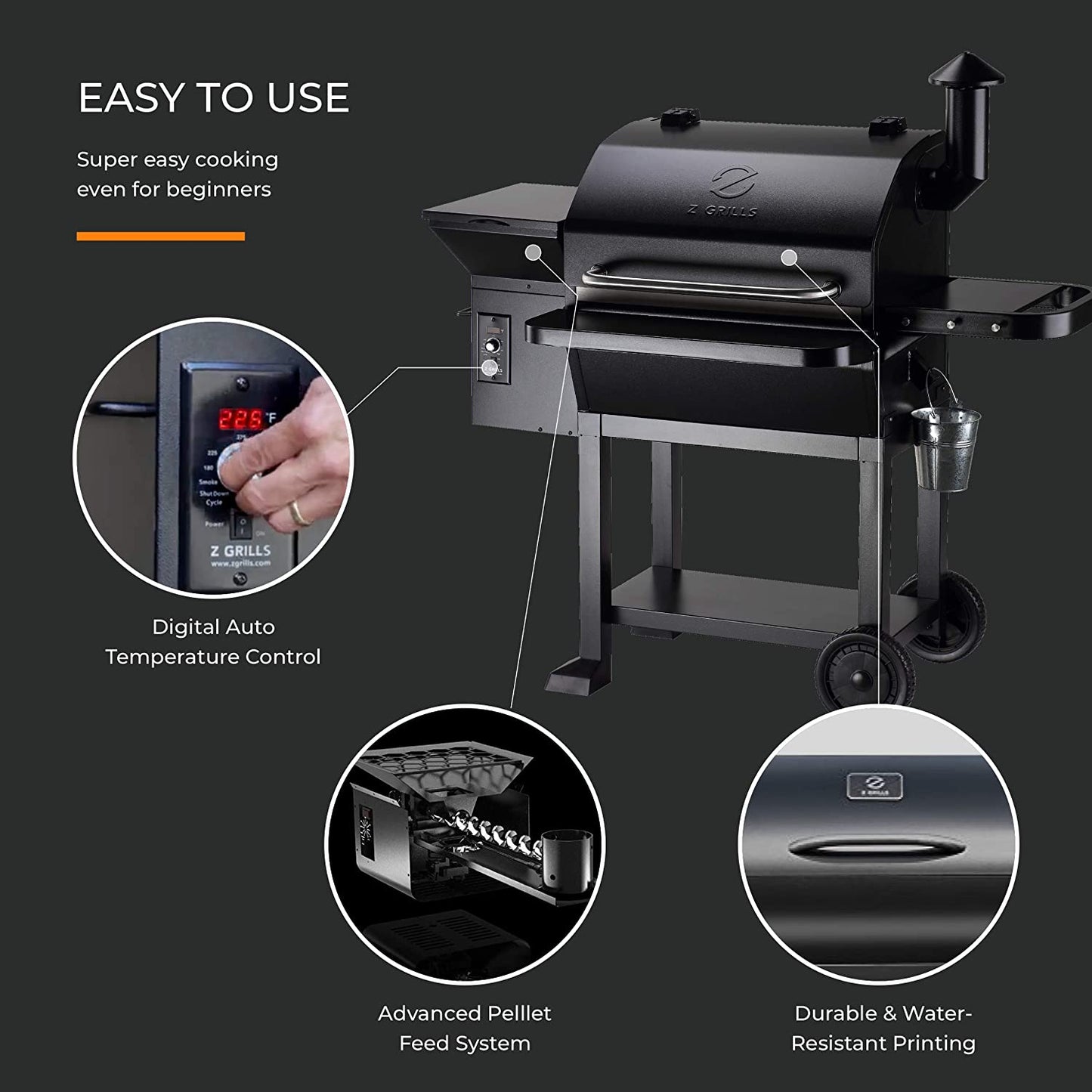 Z GRILLS Upgrade Wood Pellet Grill & Smoker 8 in 1 BBQ Grill Auto Temperature Control ZPG-550B